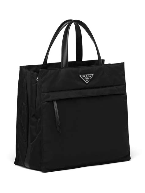 prada re-nylon logo-plaque tote bag|More.